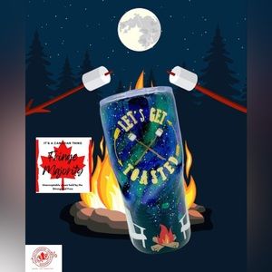 Camping bonfire epoxy tumbler,get toasted,starry night,northern lights,insulated